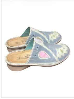Naot Leather Slip-On Mules Pastel Patchwork Comfort Shoes Size 37